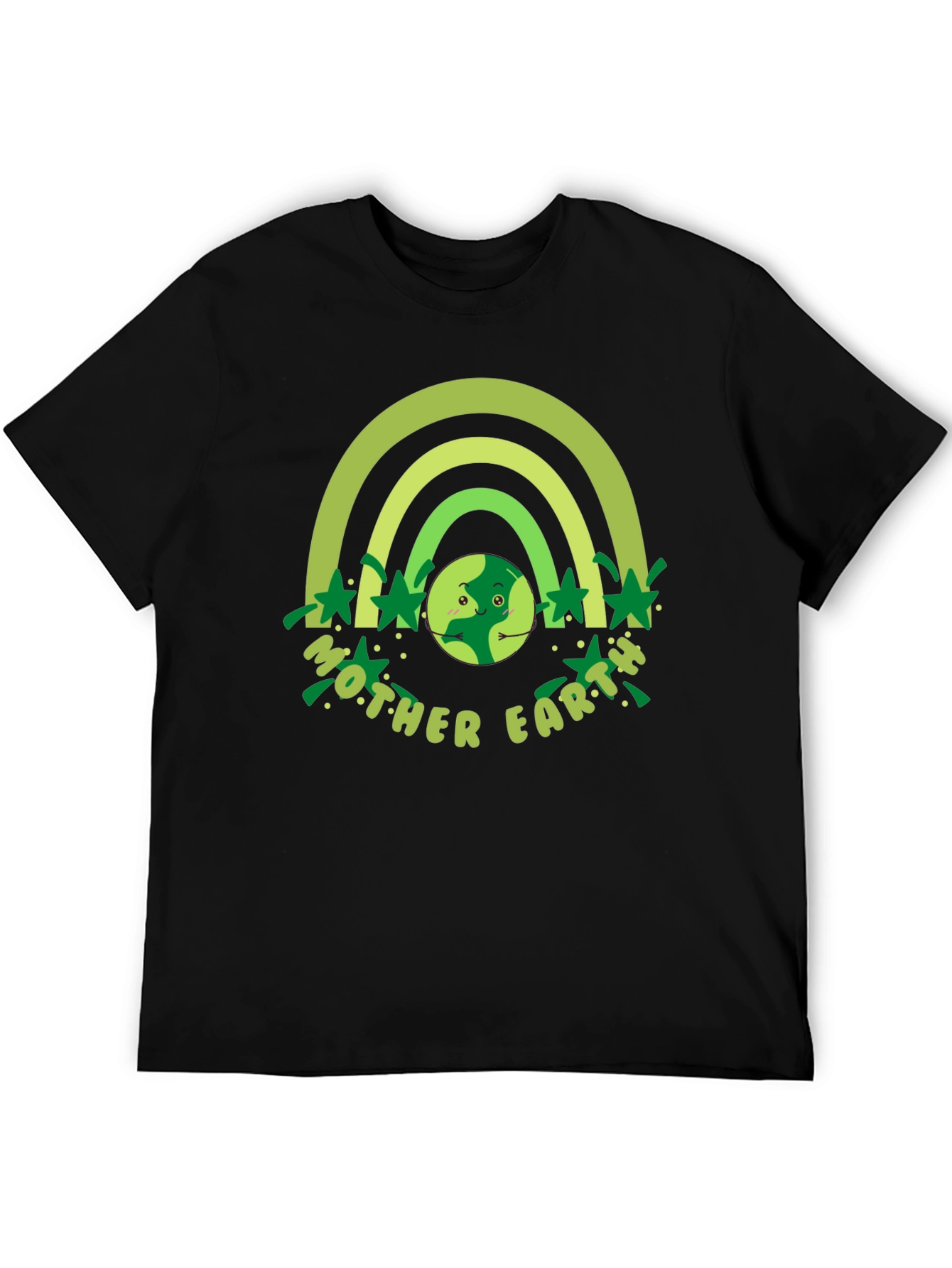 Mother Earth Graphic T-Shirt - Green Rainbow Design