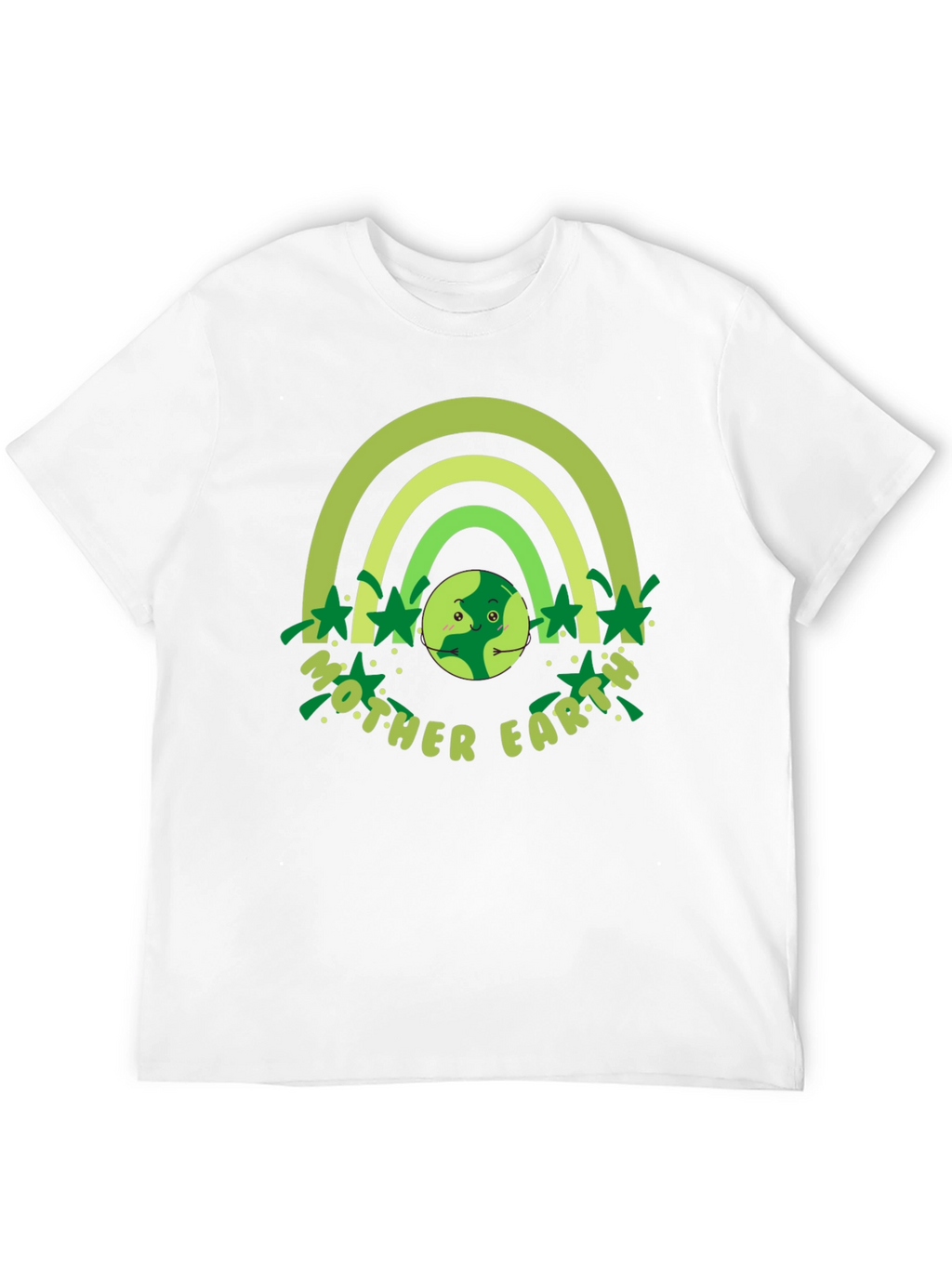 Mother Earth Graphic T-Shirt - Green Rainbow Design