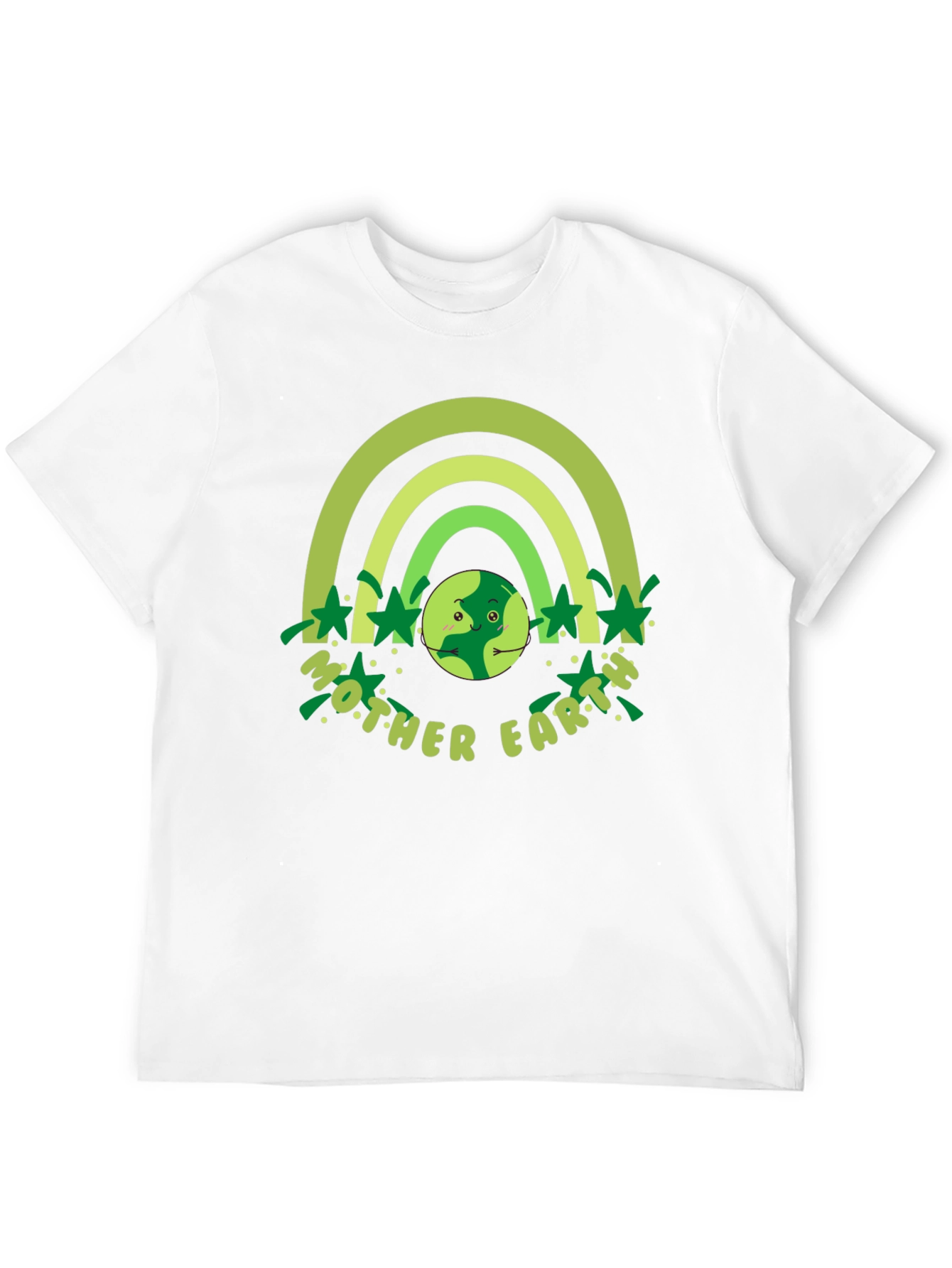 Mother Earth Graphic T-Shirt - Green Rainbow Design