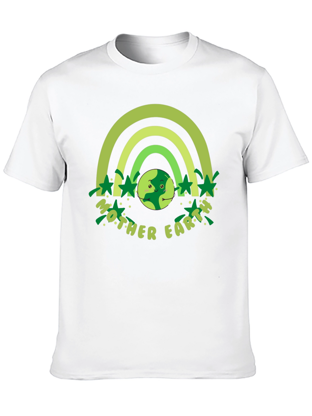 Mother Earth Graphic T-Shirt - Green Rainbow Design