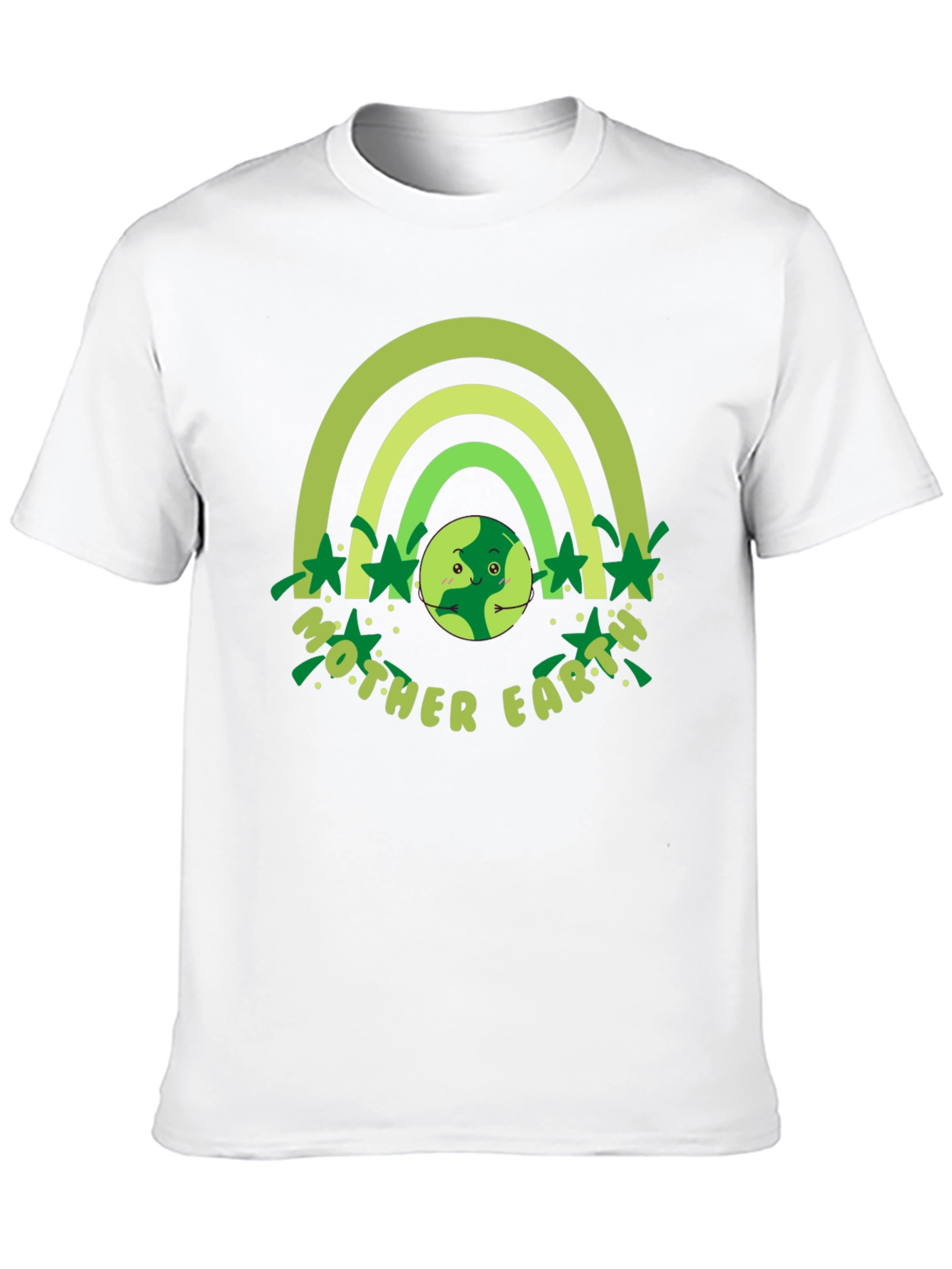 Mother Earth Graphic T-Shirt - Green Rainbow Design