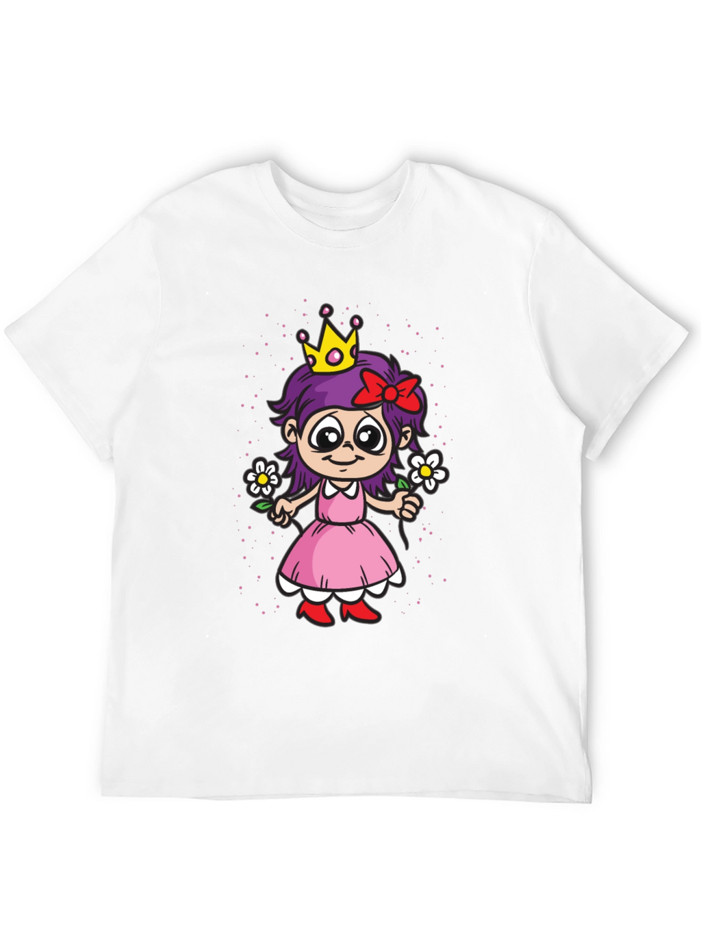 Cartoon Princess Girl Graphic T-Shirt - Black