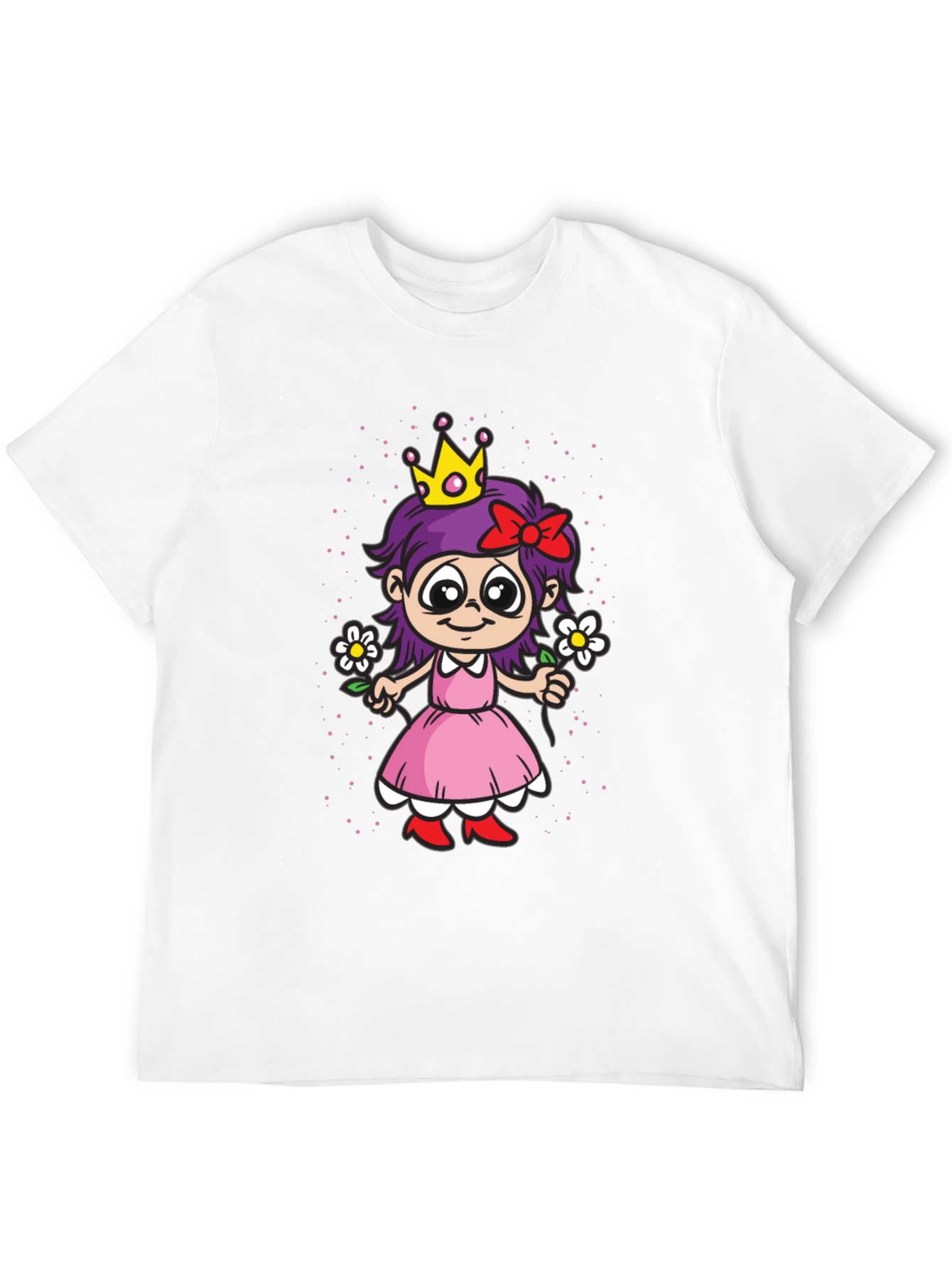 Cartoon Princess Girl Graphic T-Shirt - Black