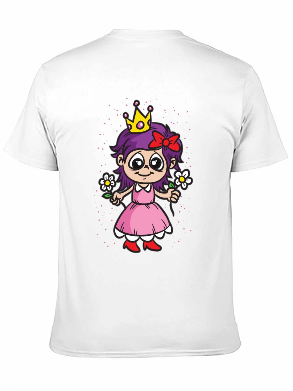 Cartoon Princess Girl Graphic T-Shirt - Black