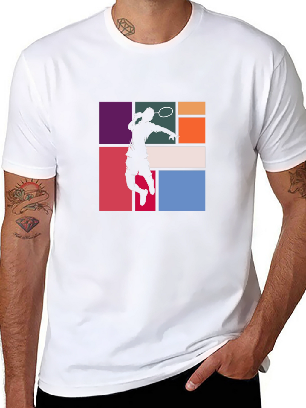 Badminton Player Graphic Tee - Black
