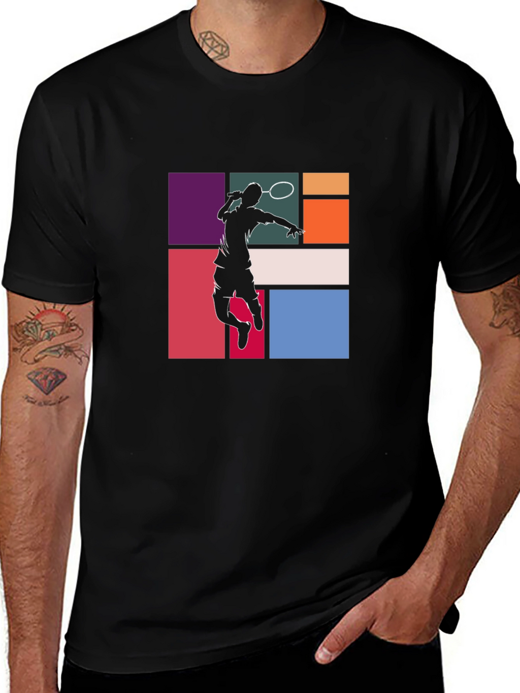 Badminton Player Graphic Tee - Black