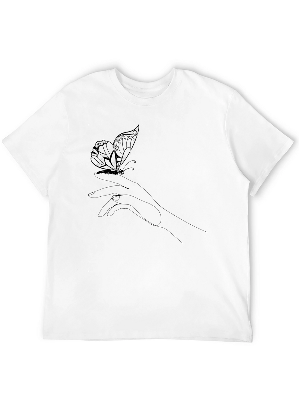 Butterfly Hand Graphic Tee - Stylish Black T-Shirt