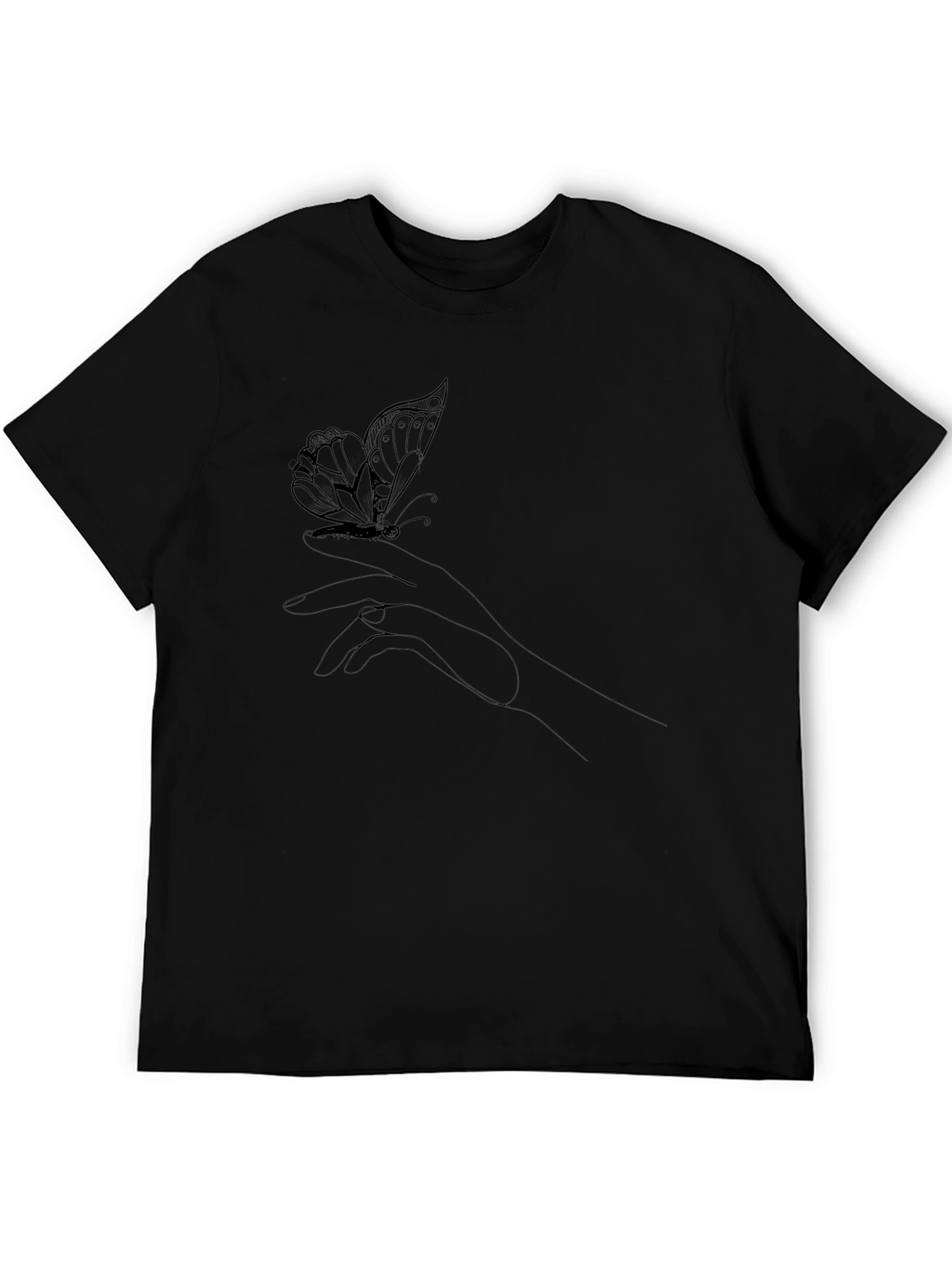 Butterfly Hand Graphic Tee - Stylish Black T-Shirt