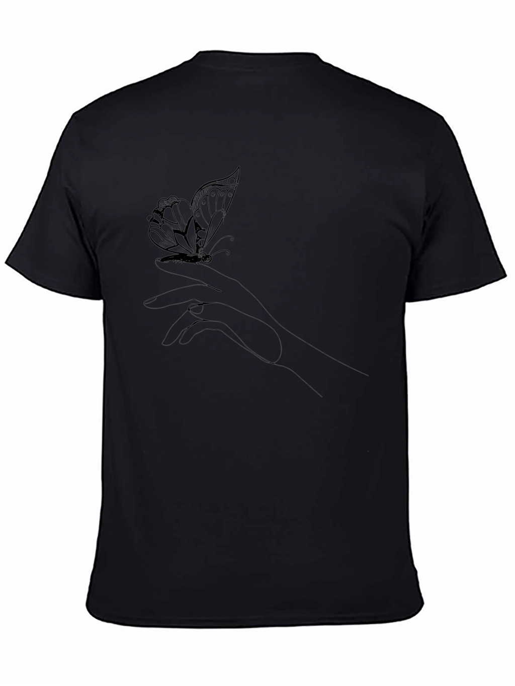 Butterfly Hand Graphic Tee - Stylish Black T-Shirt