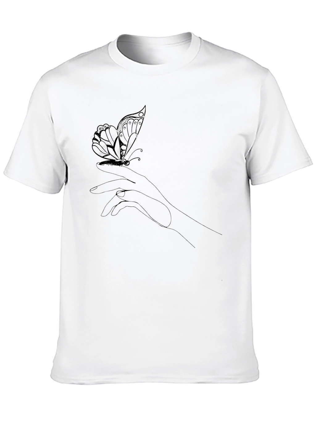 Butterfly Hand Graphic Tee - Stylish Black T-Shirt