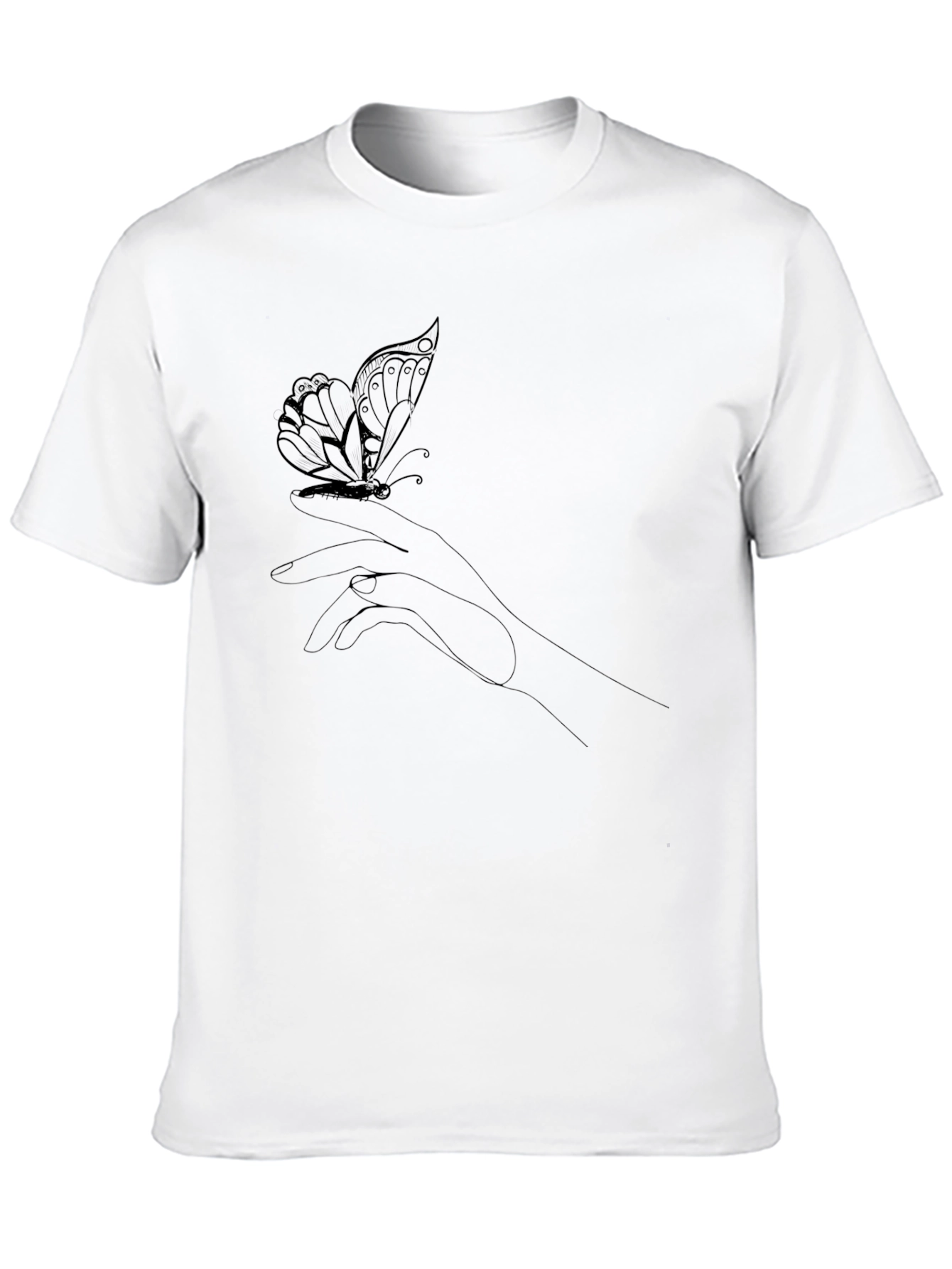 Butterfly Hand Graphic Tee - Stylish Black T-Shirt