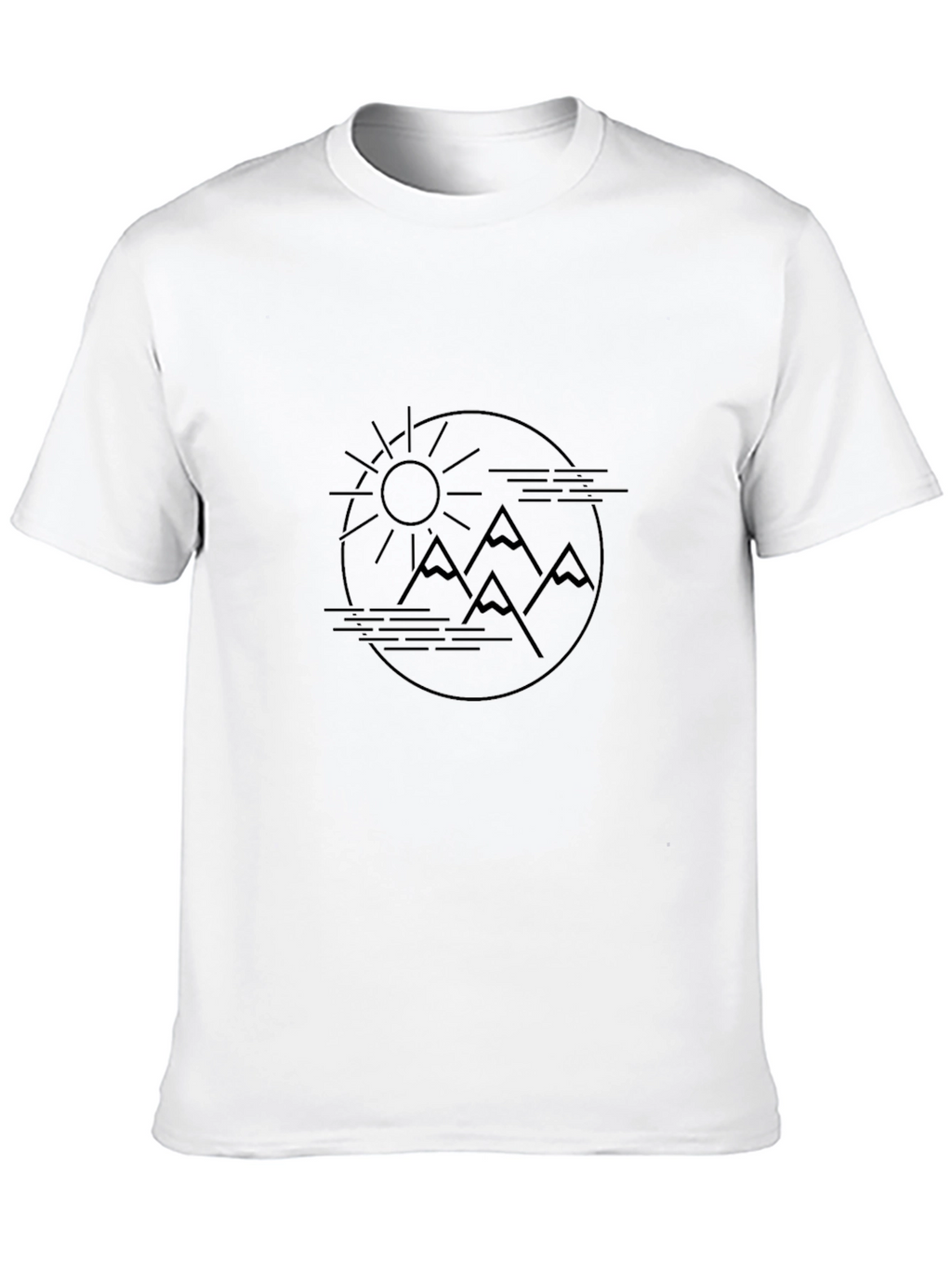 Minimalist Mountain Sun Graphic Tee - Black