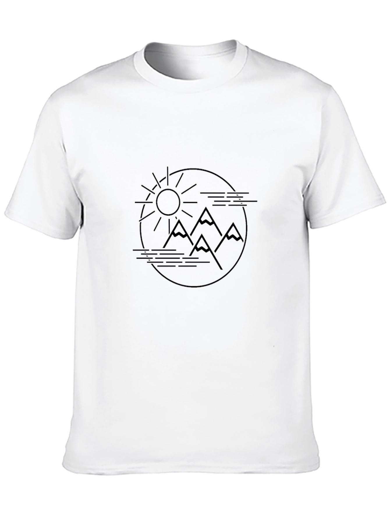 Minimalist Mountain Sun Graphic Tee - Black