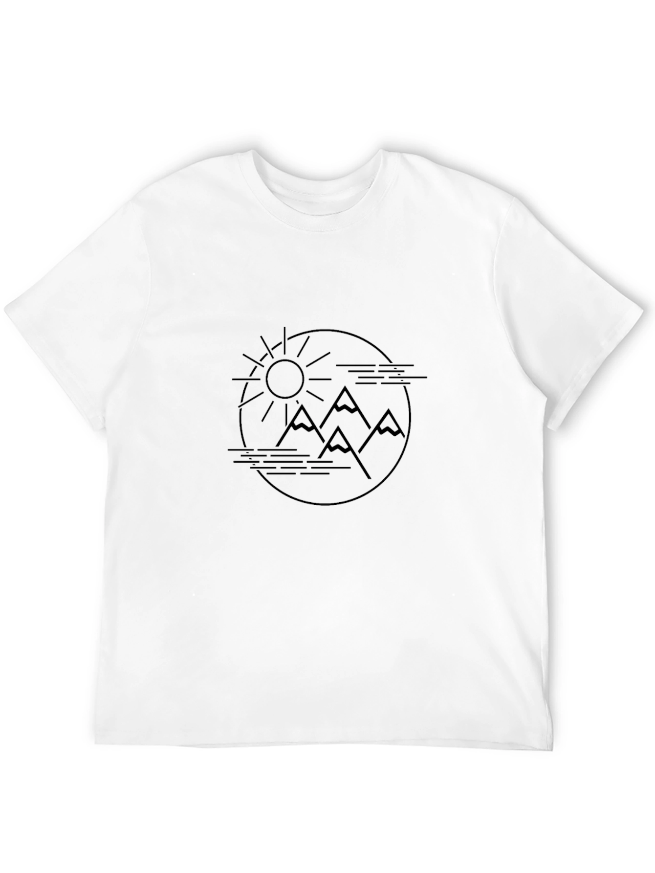 Minimalist Mountain Sun Graphic Tee - Black