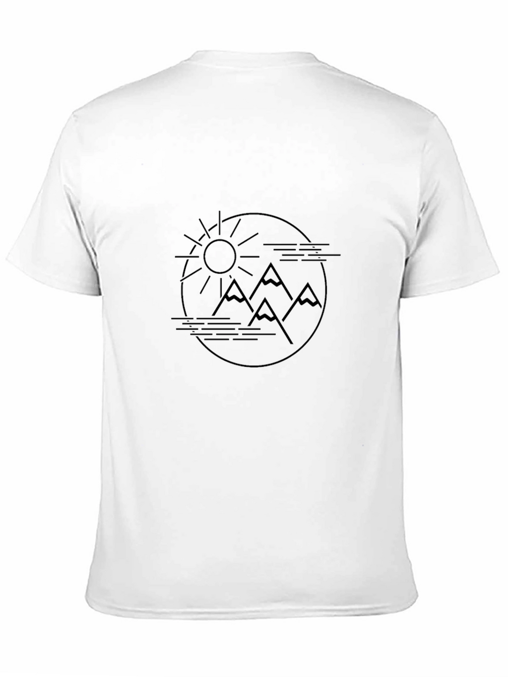 Minimalist Mountain Sun Graphic Tee - Black