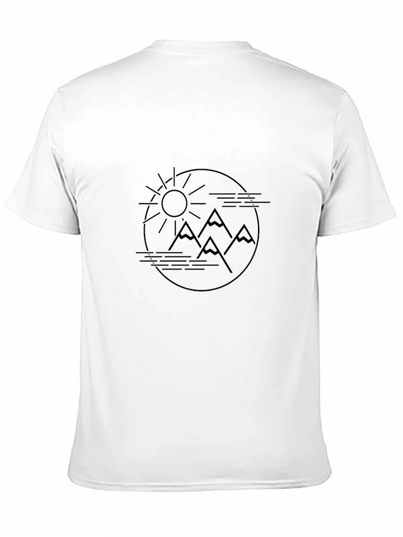 Minimalist Mountain Sun Graphic Tee - Black