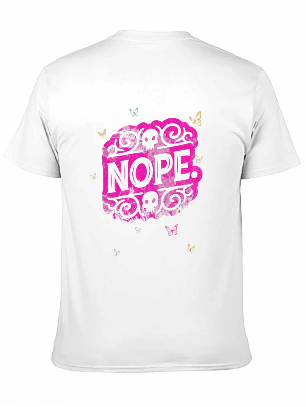 Nope Graphic Tee - Skull & Butterfly Design
