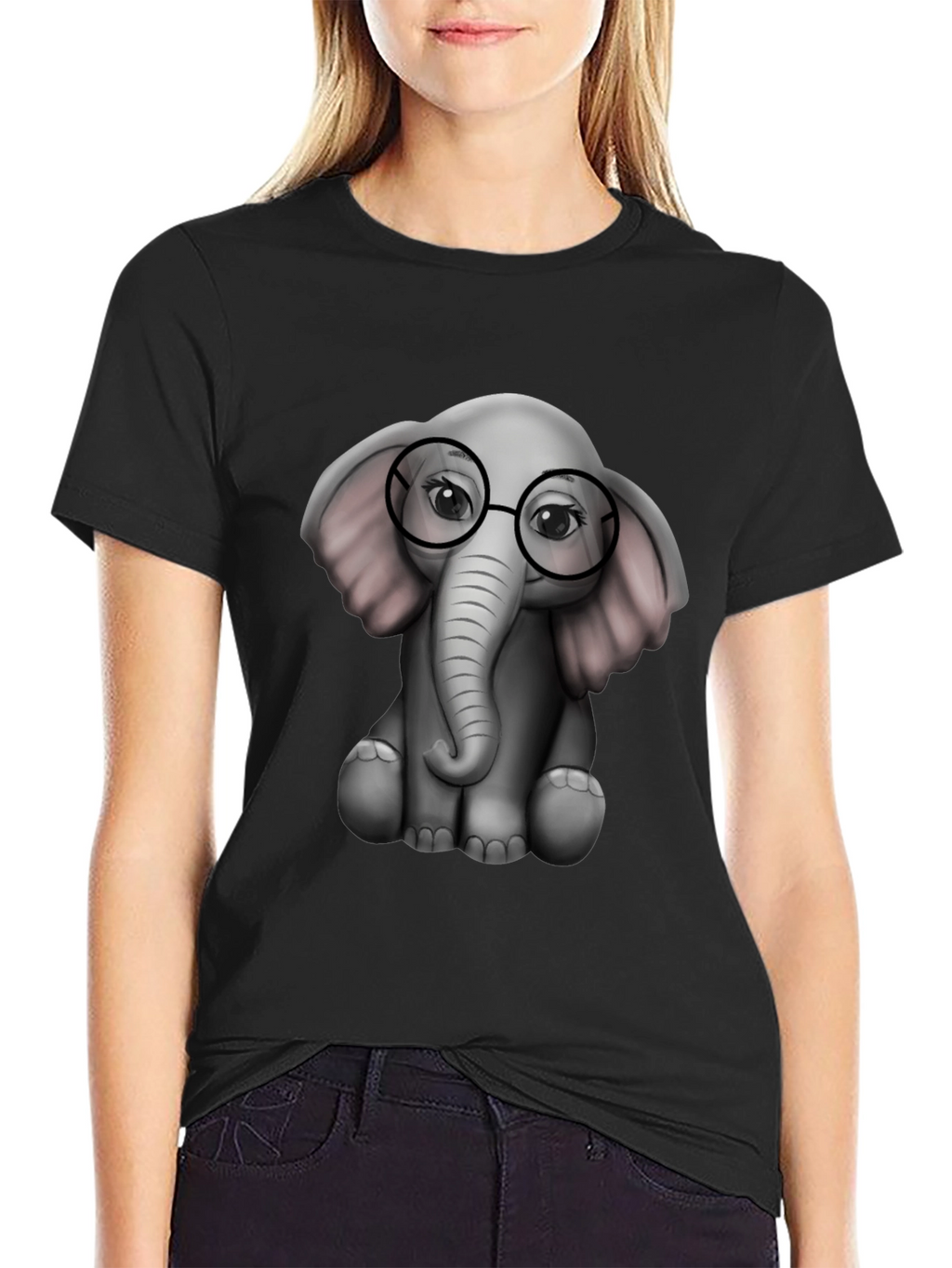 Elephant with Glasses Graphic Tee