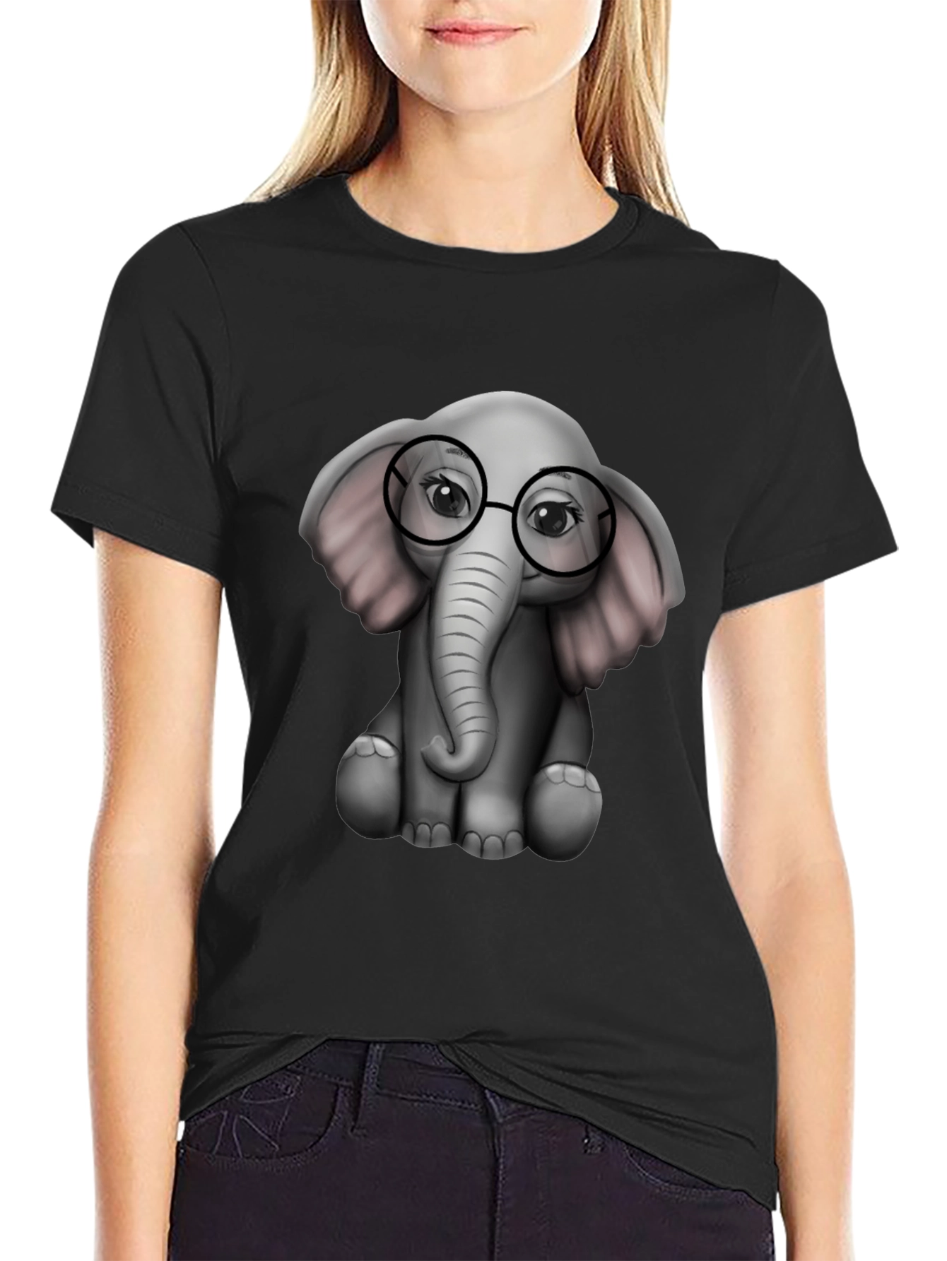 Elephant with Glasses Graphic Tee