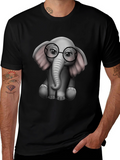 Elephant with Glasses Graphic Tee