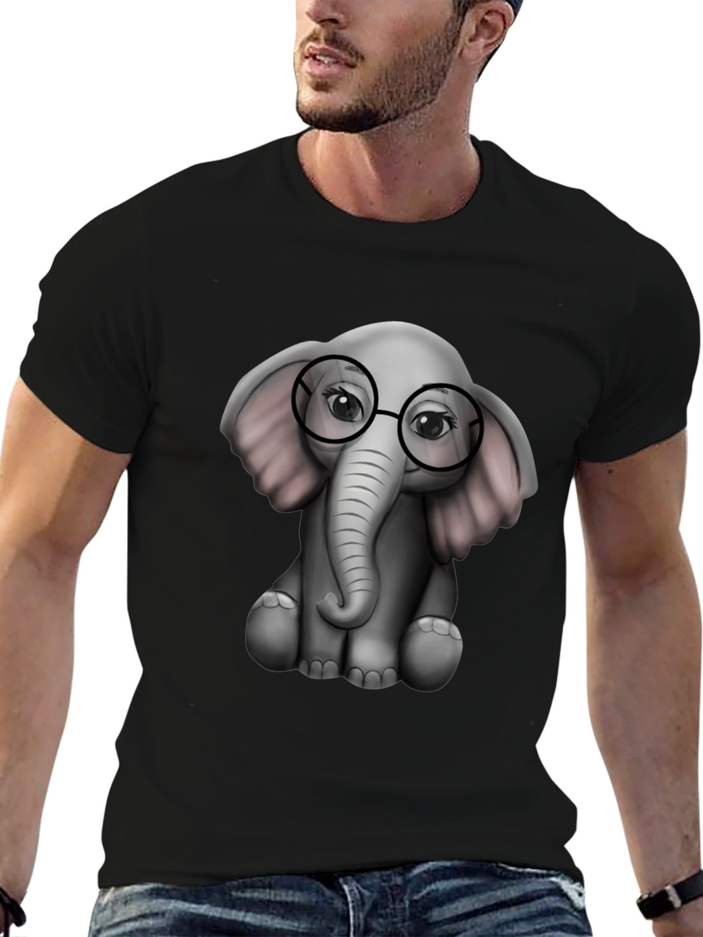Elephant with Glasses Graphic Tee