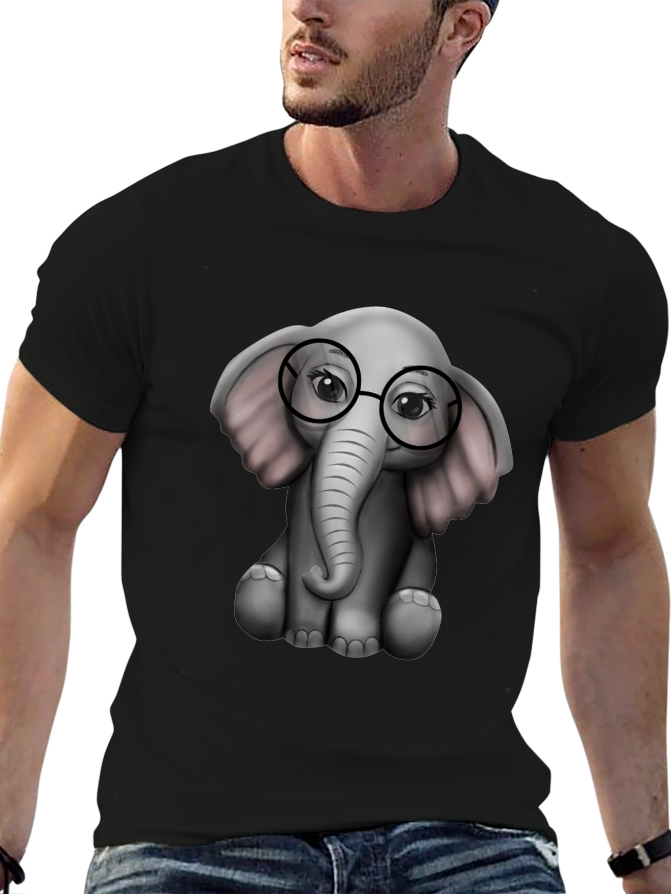 Elephant with Glasses Graphic Tee