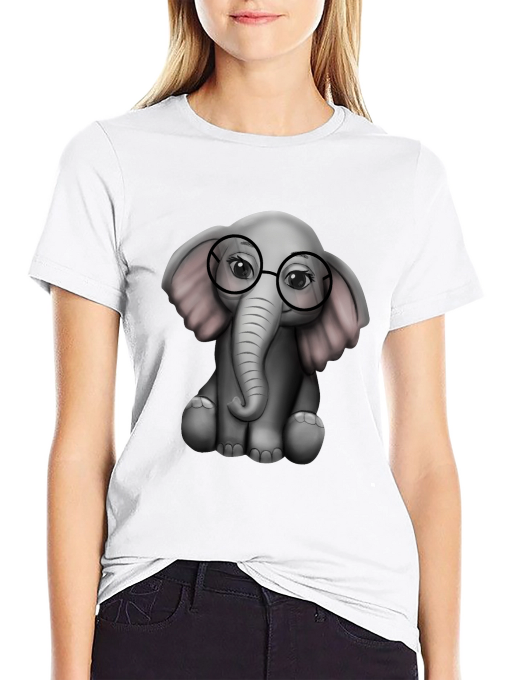 Elephant with Glasses Graphic Tee