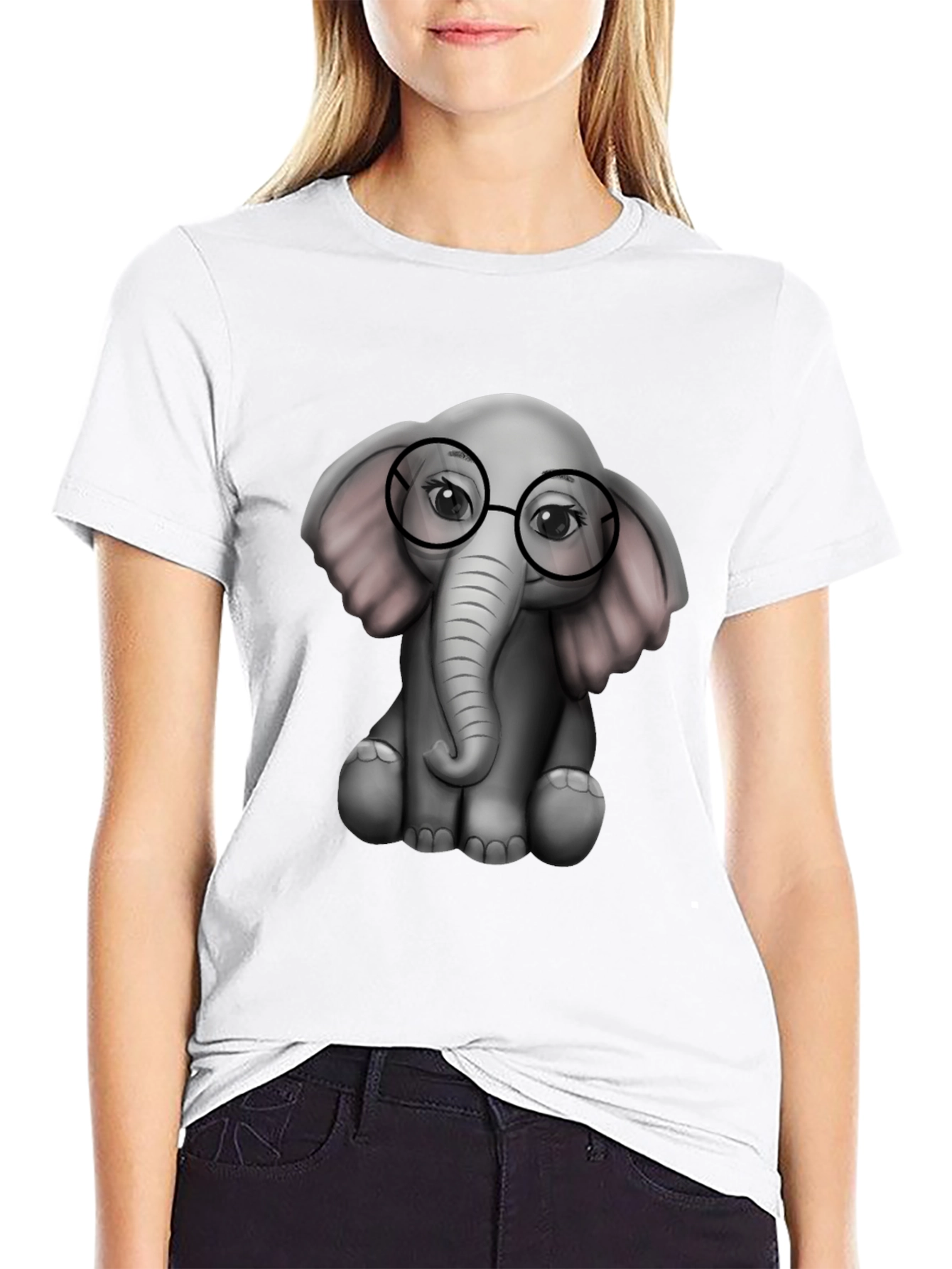 Elephant with Glasses Graphic Tee