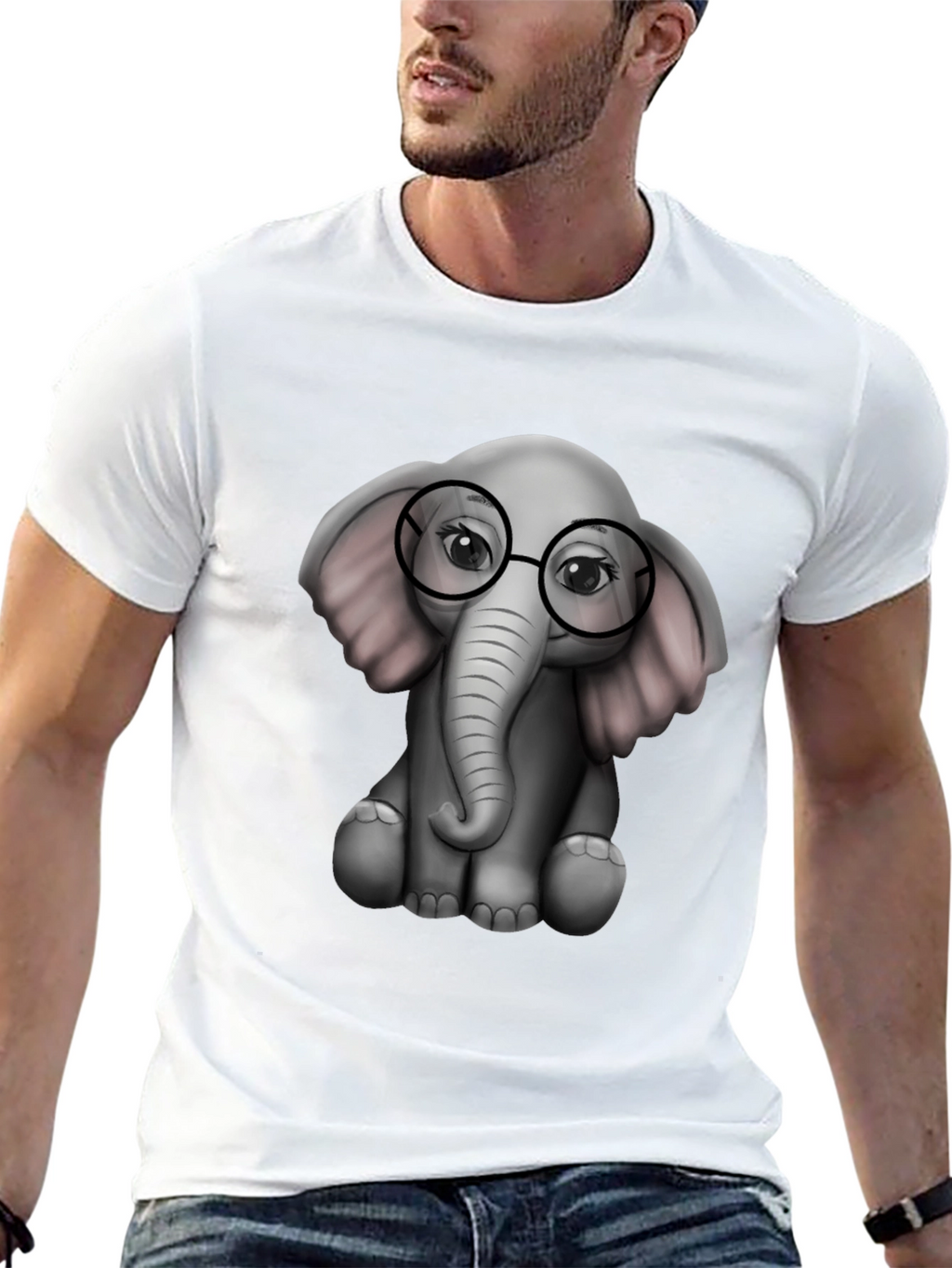 Elephant with Glasses Graphic Tee