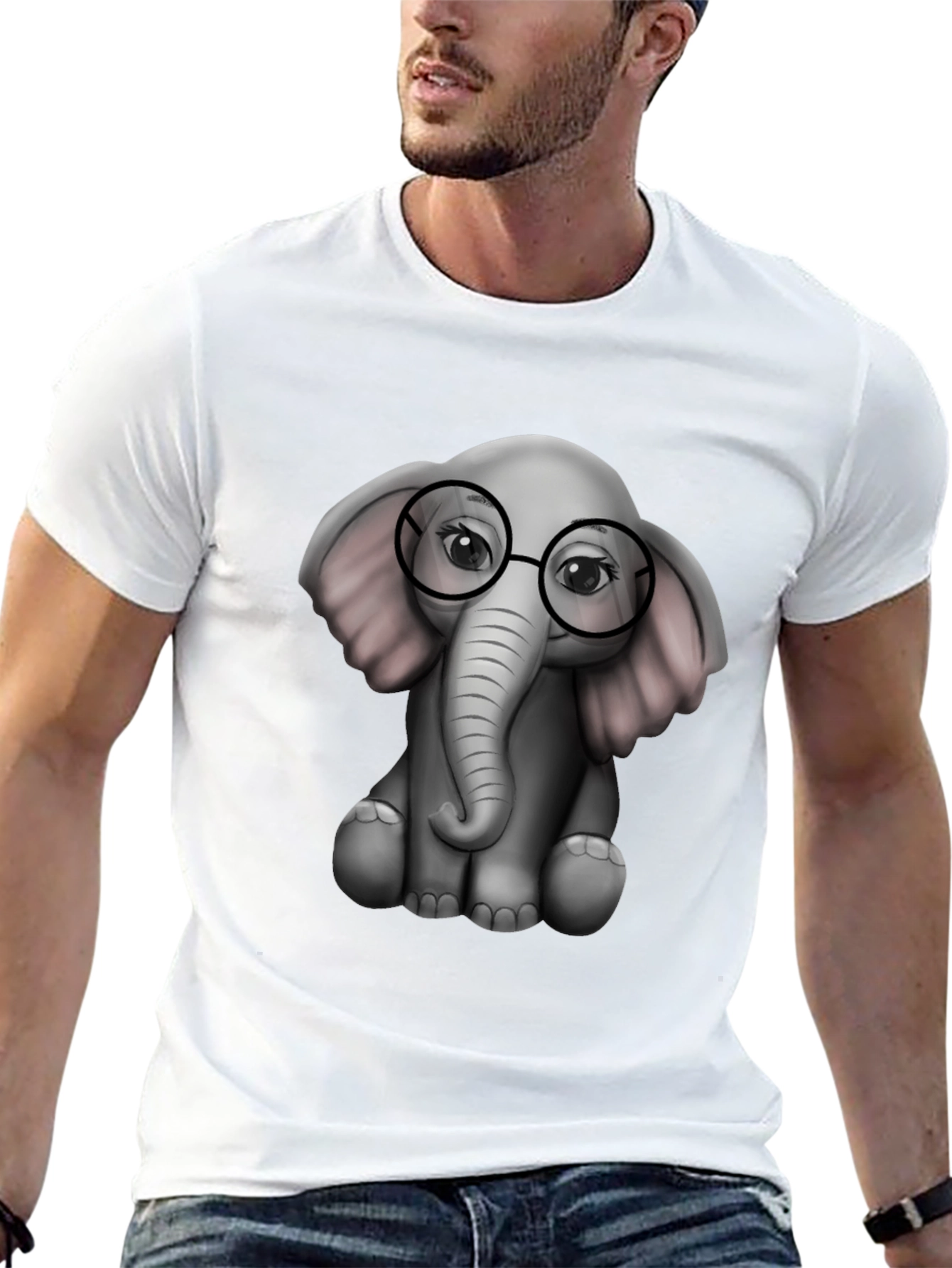 Elephant with Glasses Graphic Tee