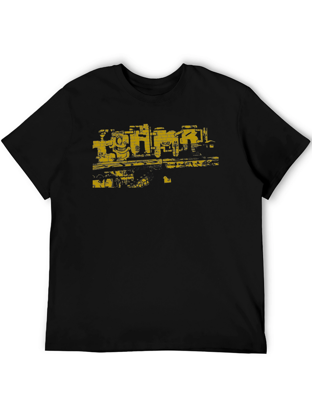 Graphic Tee: Graffiti Wall Art Print - Black