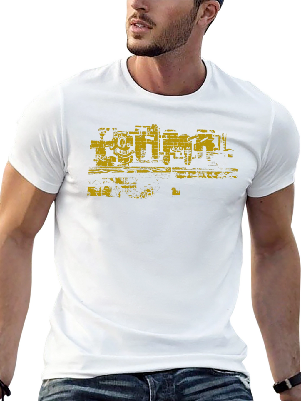 Graphic Tee: Graffiti Wall Art Print - Black
