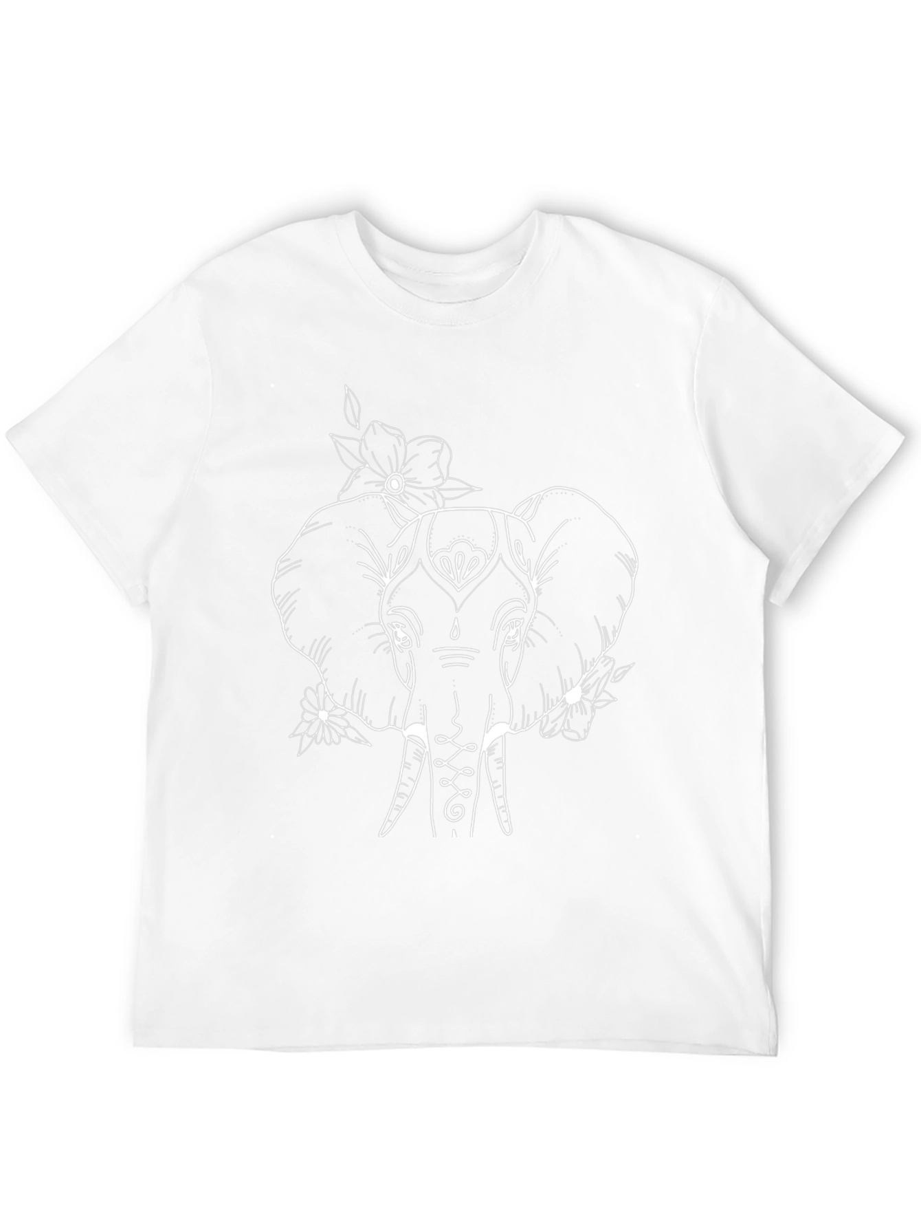 Elephant Outline Graphic Black T-Shirt