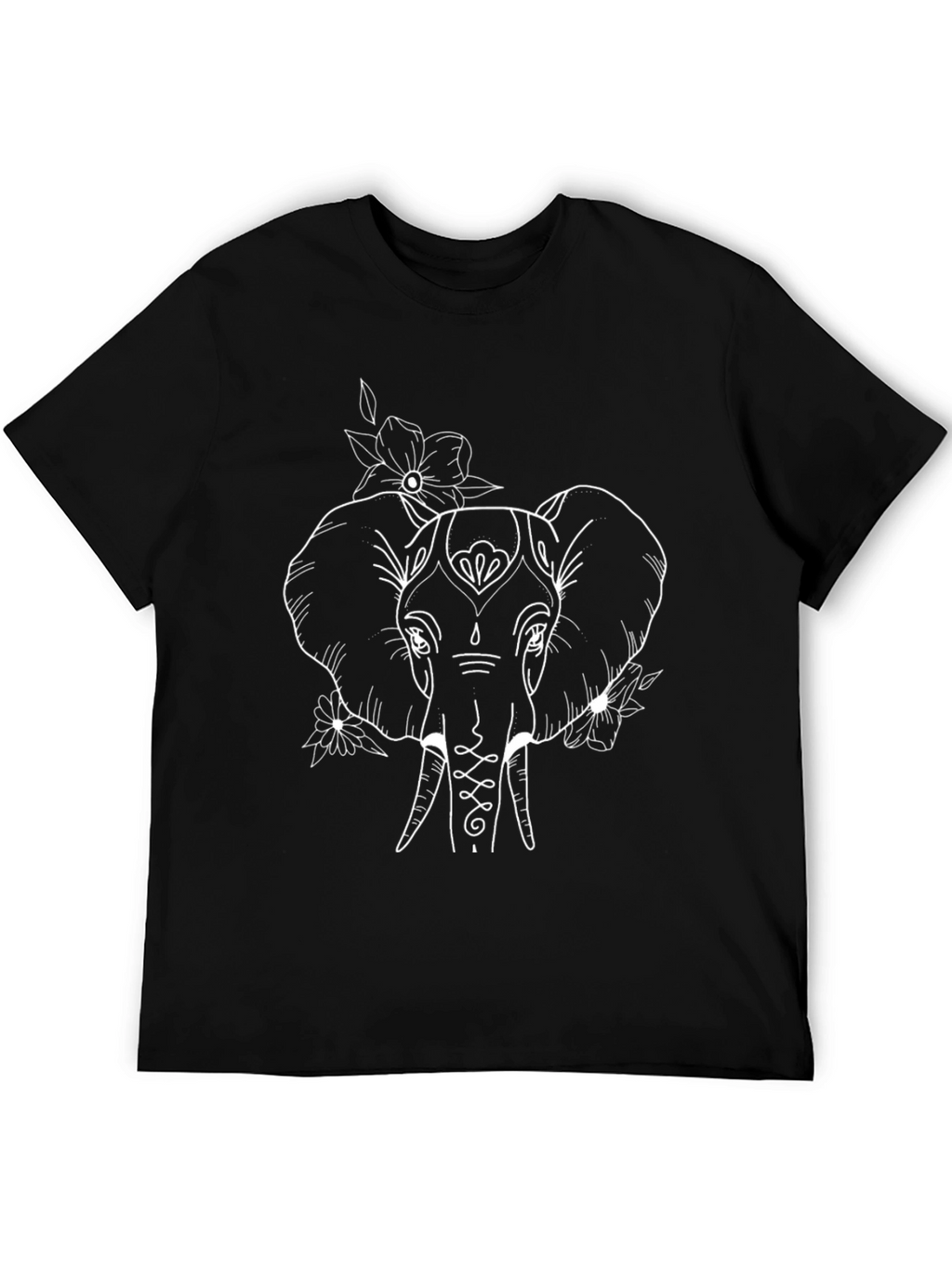 Elephant Outline Graphic Black T-Shirt