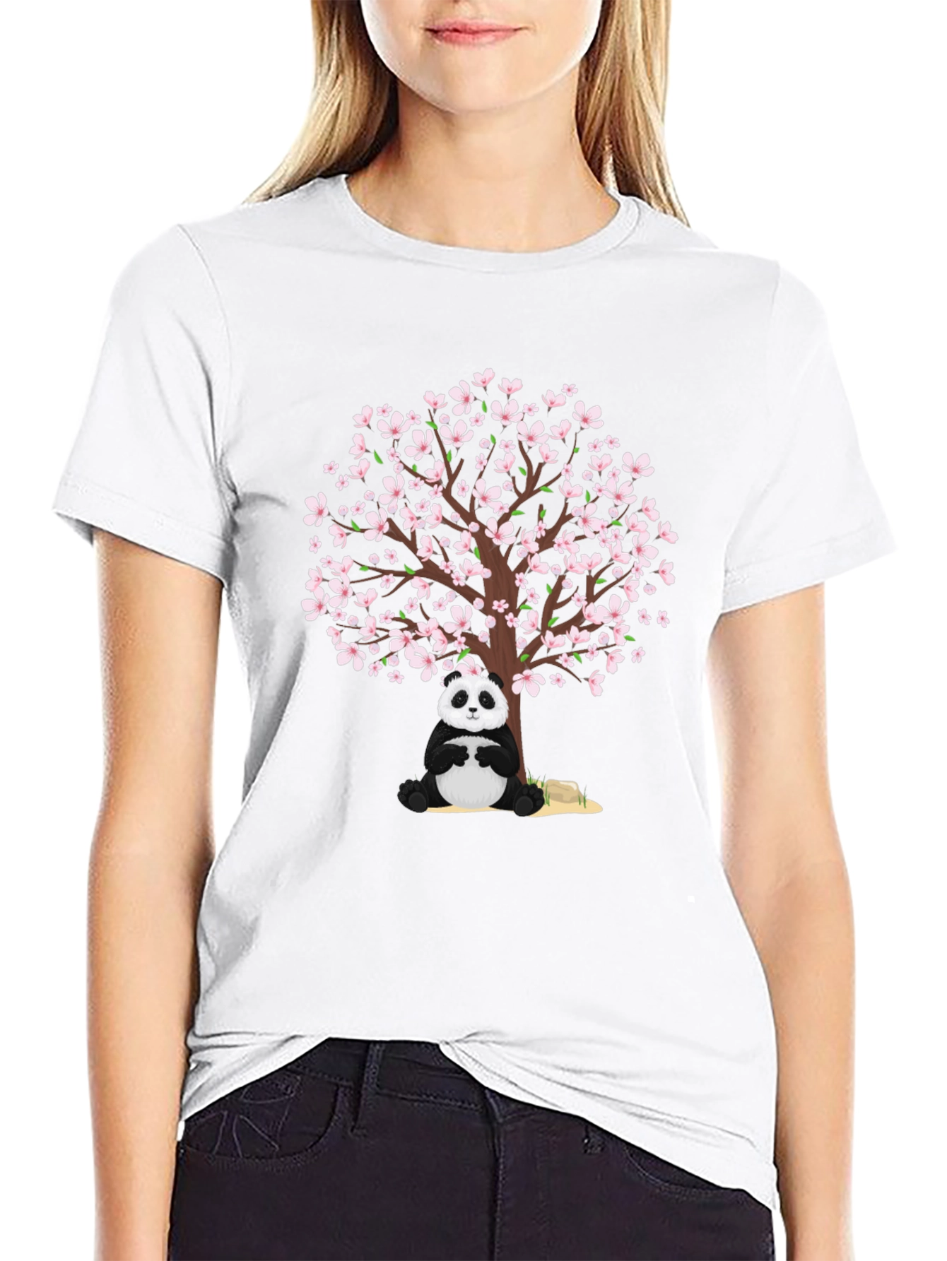 Panda & Cherry Blossom Tree Graphic Tee