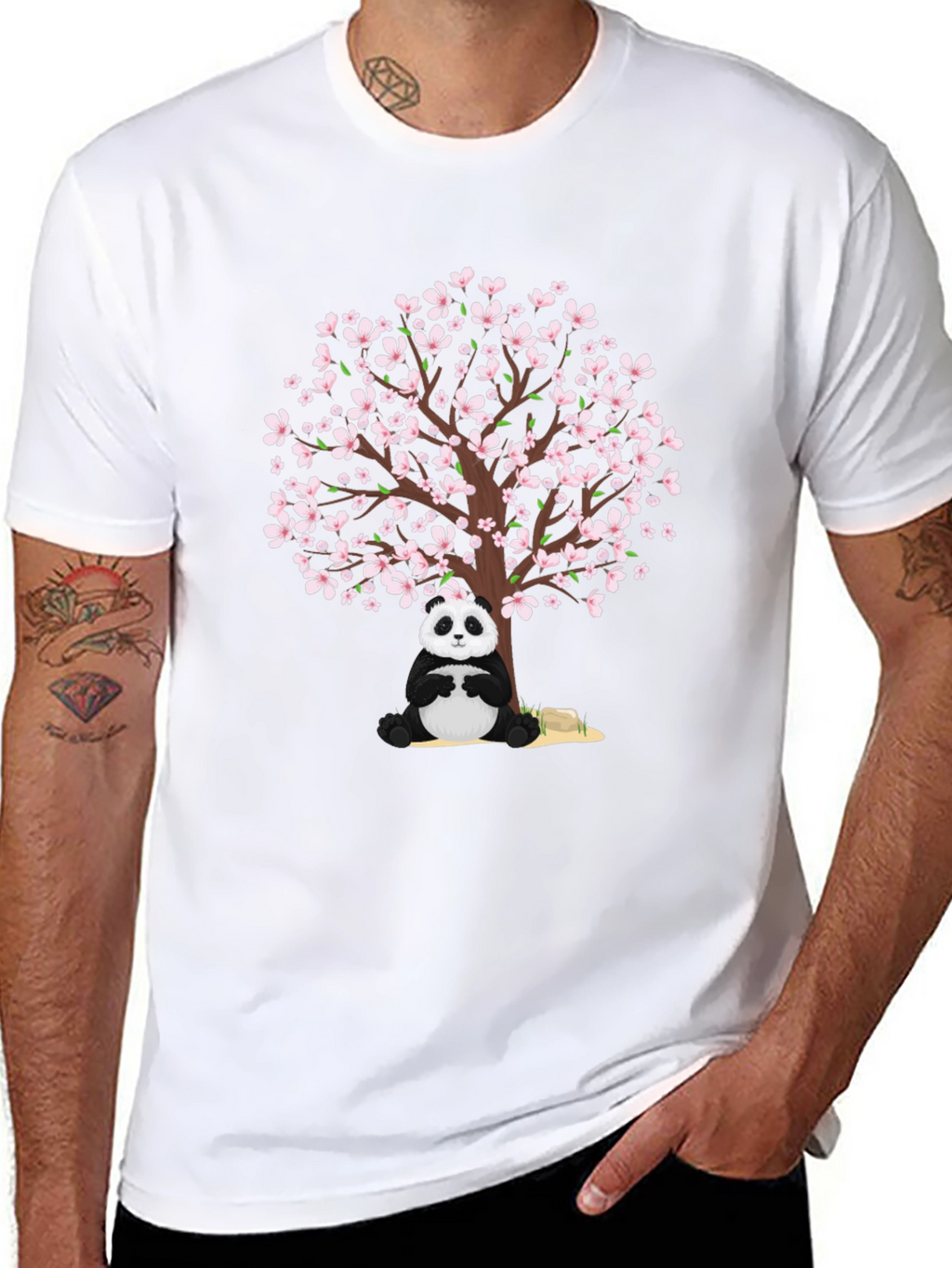 Panda & Cherry Blossom Tree Graphic Tee