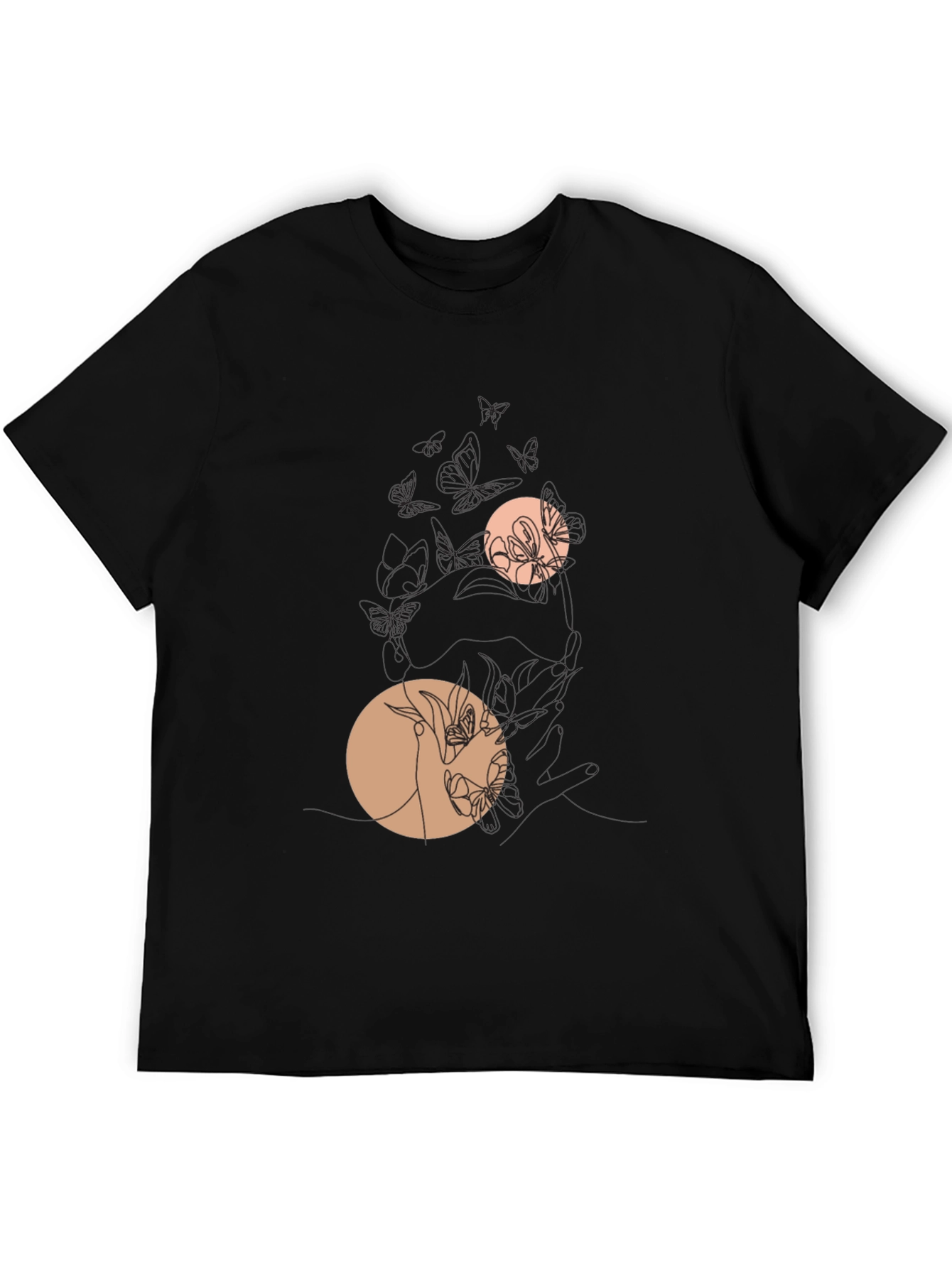 Black Graphic Tee with Floral Circles