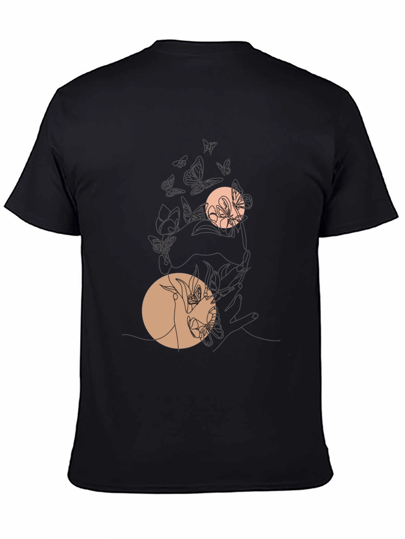 Black Graphic Tee with Floral Circles