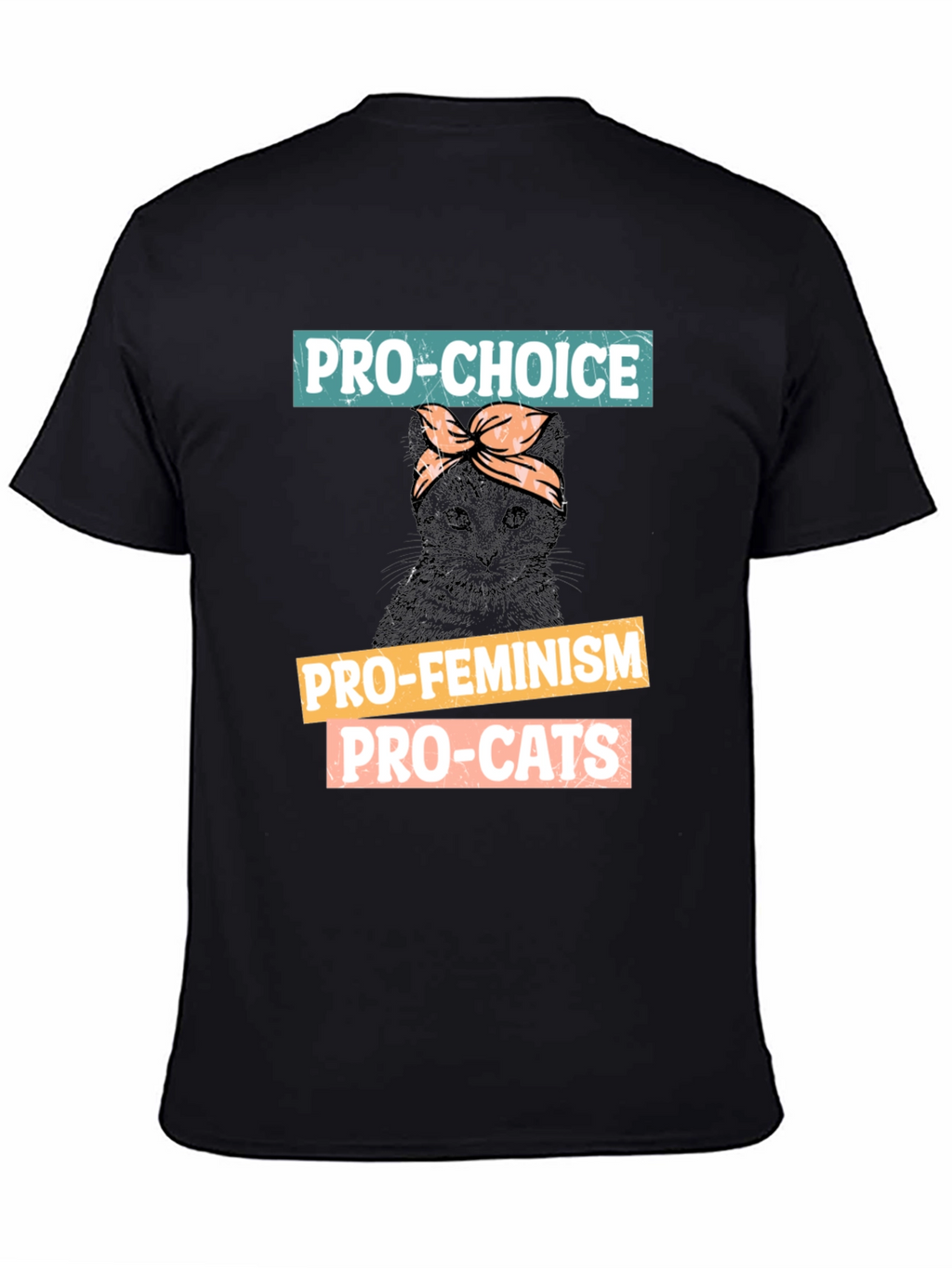 Pro-Choice Feminism Pro-Cats Black Graphic T-Shirt