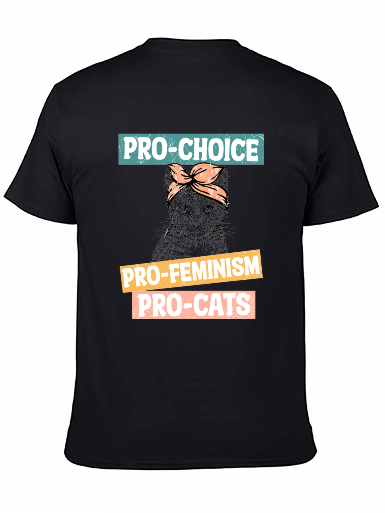 Pro-Choice Feminism Pro-Cats Black Graphic T-Shirt