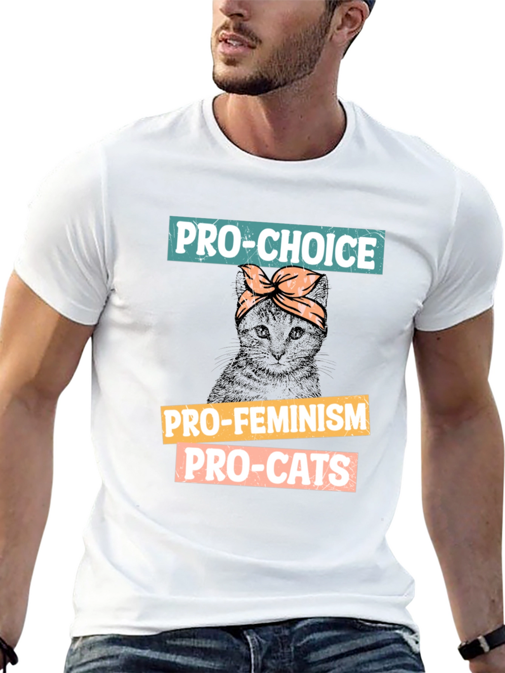 Pro-Choice Feminism Pro-Cats Black Graphic T-Shirt
