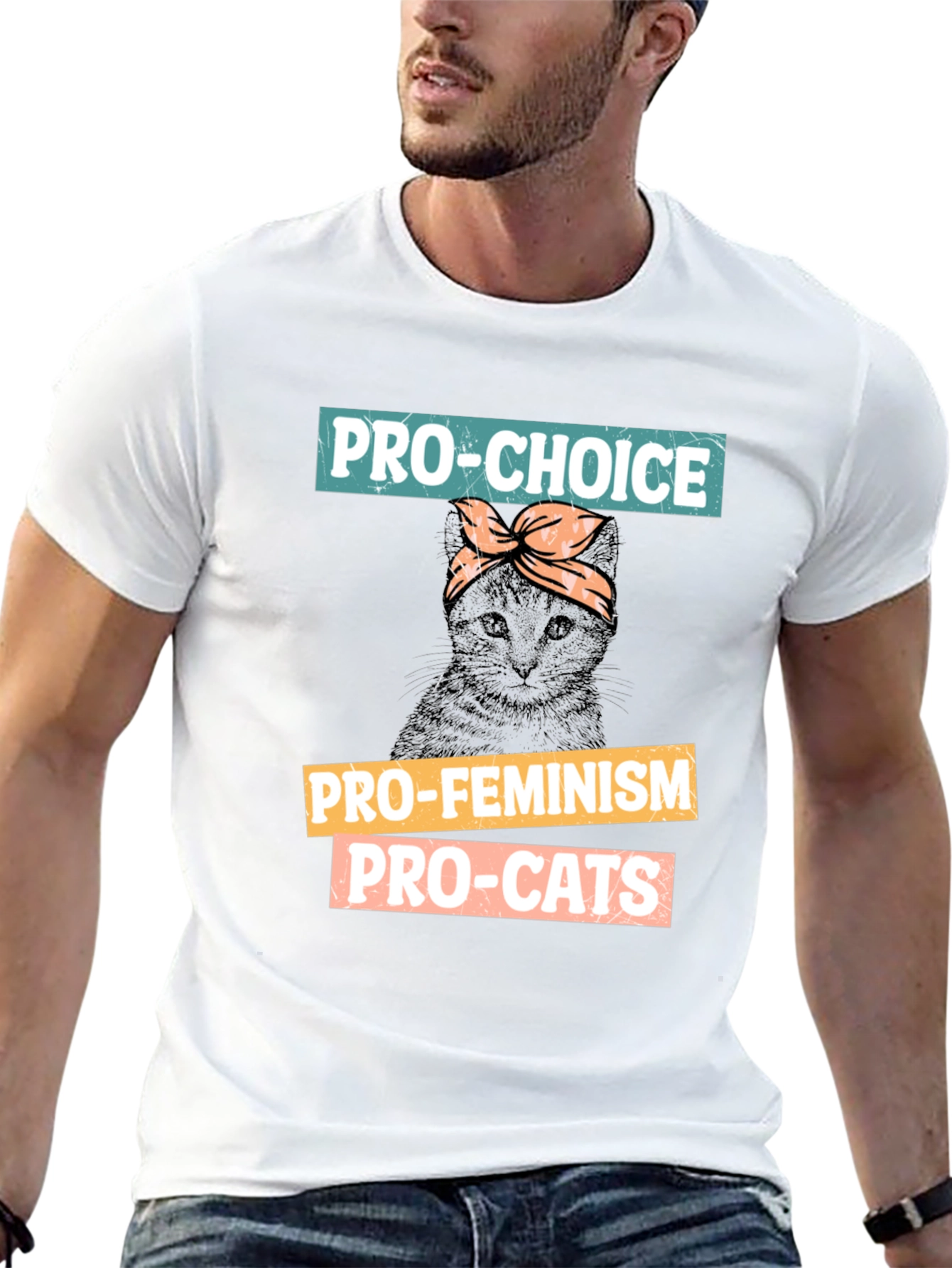 Pro-Choice Feminism Pro-Cats Black Graphic T-Shirt
