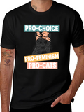 Pro-Choice Feminism Pro-Cats Black Graphic T-Shirt