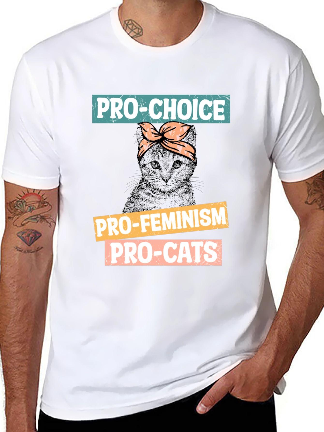 Pro-Choice Feminism Pro-Cats Black Graphic T-Shirt