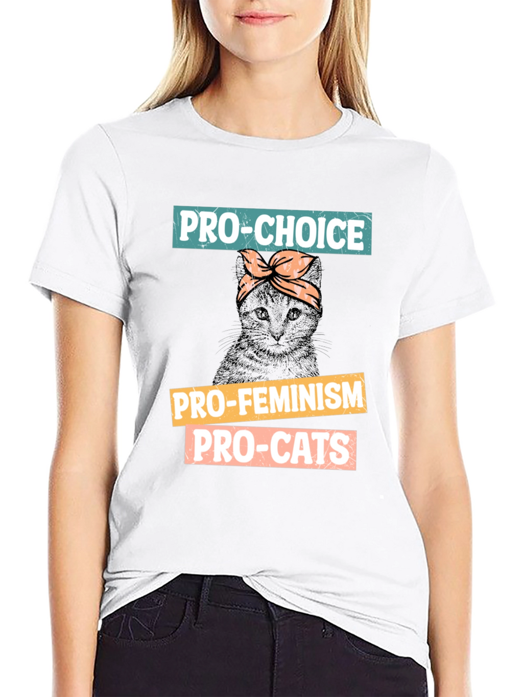 Pro-Choice Feminism Pro-Cats Black Graphic T-Shirt