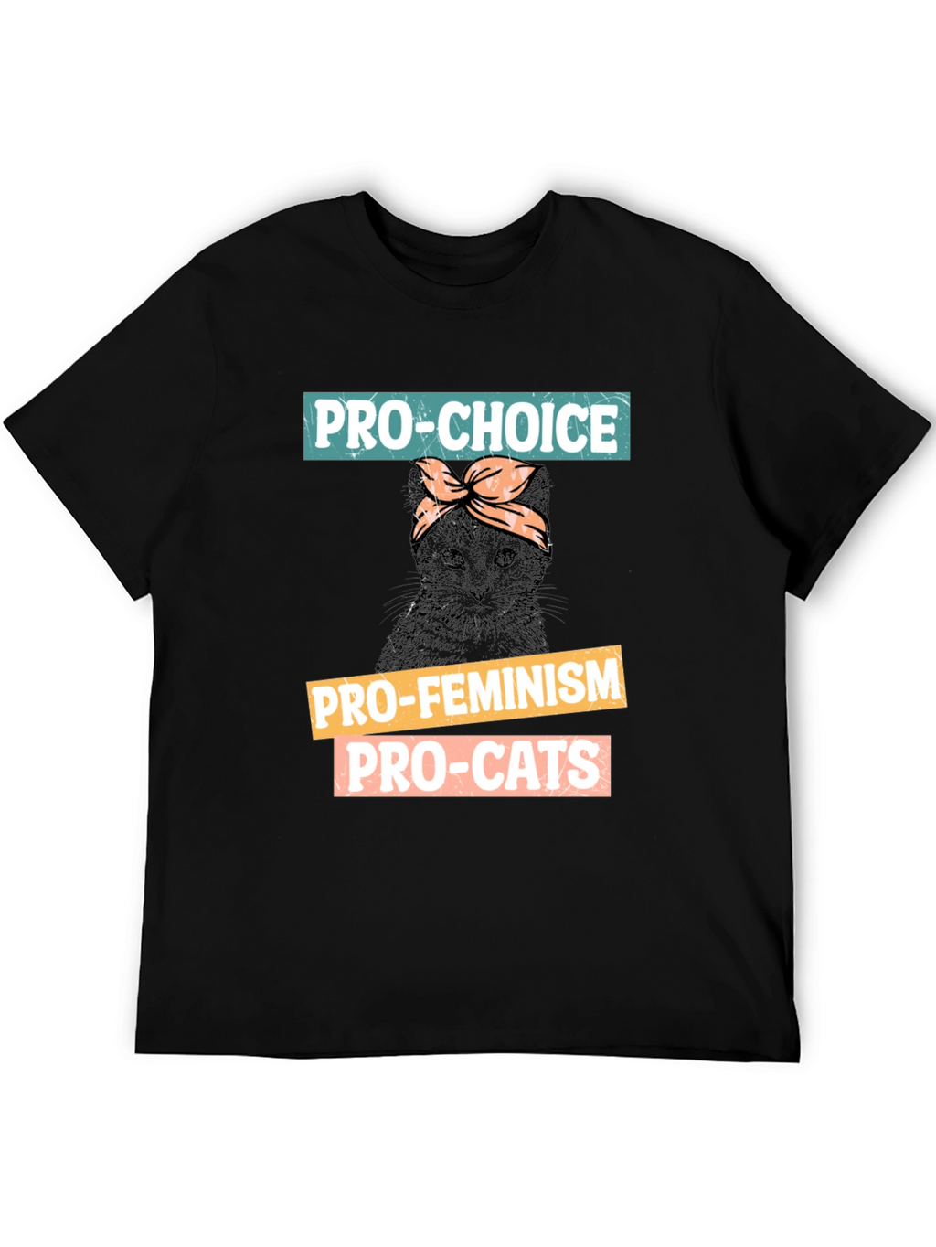 Pro-Choice Feminism Pro-Cats Black Graphic T-Shirt