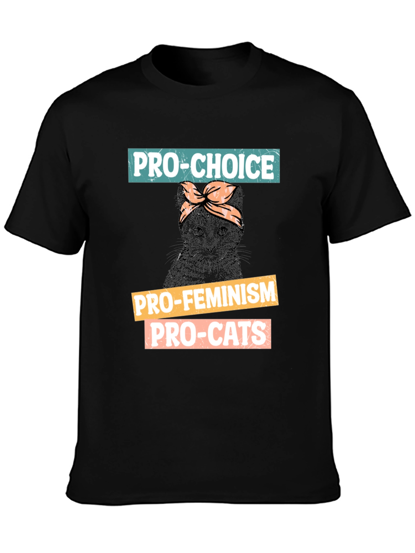 Pro-Choice Feminism Pro-Cats Black Graphic T-Shirt
