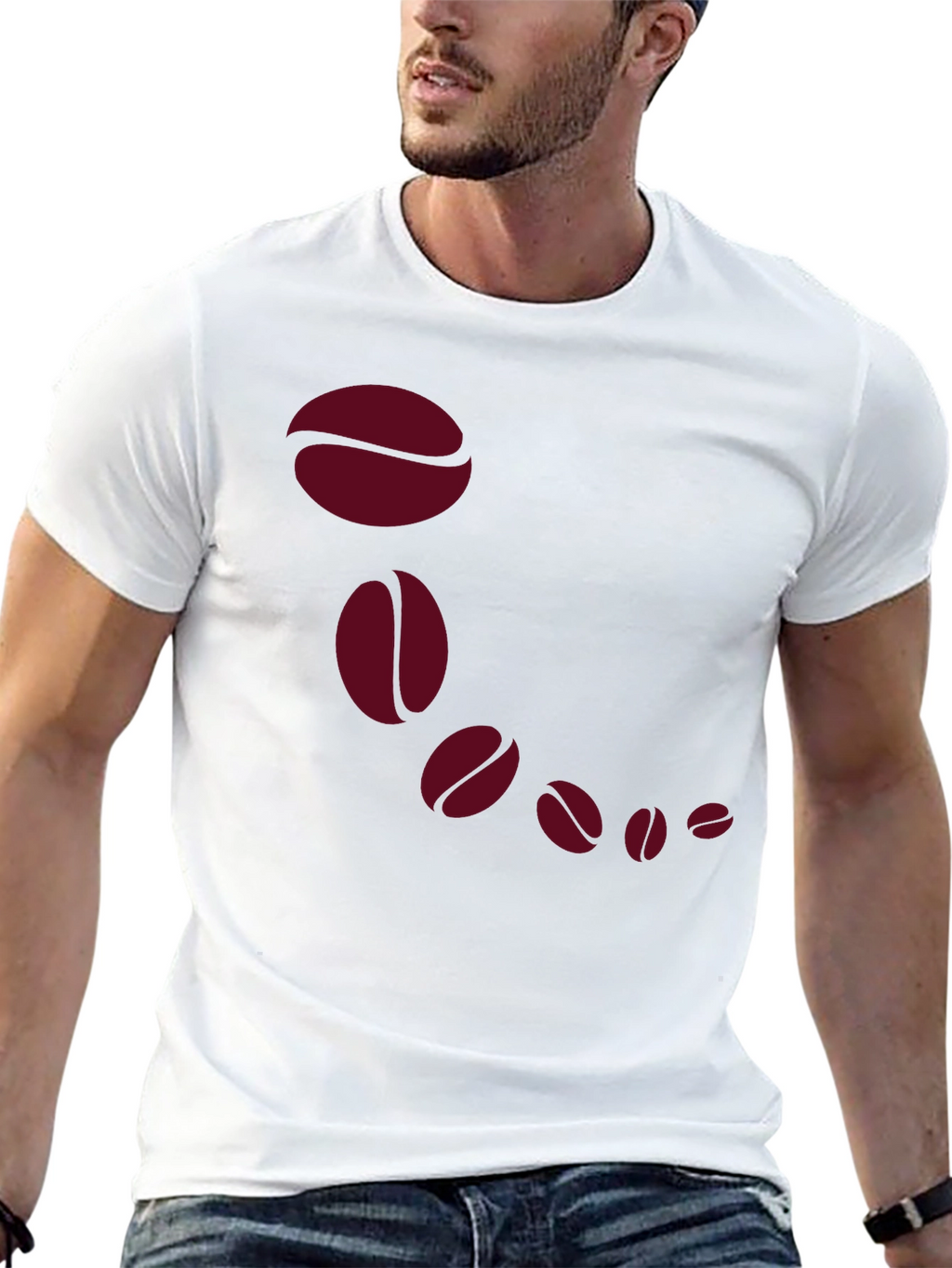 Coffee Bean Cascade Graphic Tee - Stylish Black T-Shirt