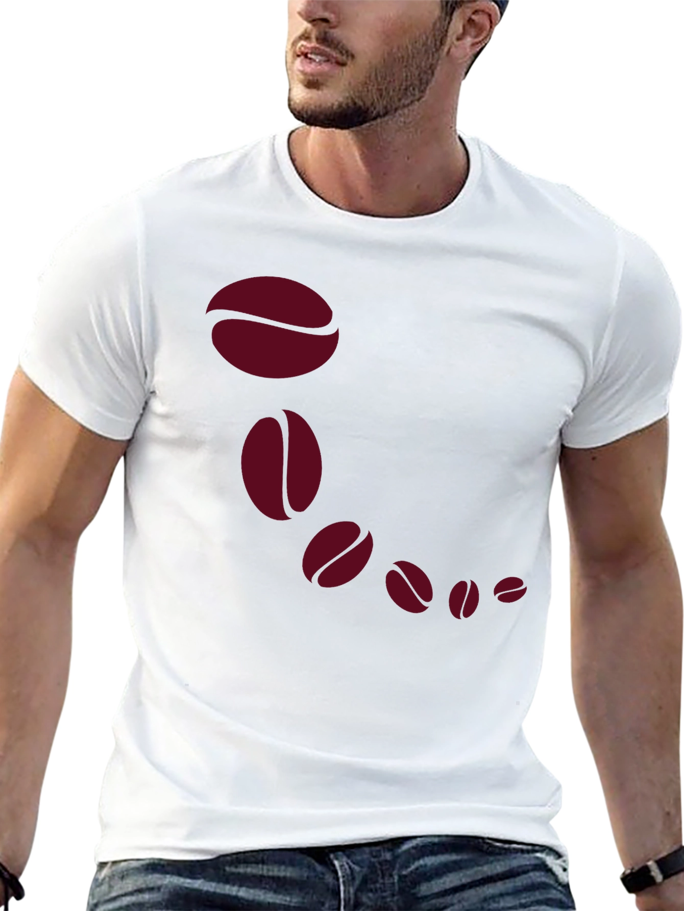 Coffee Bean Cascade Graphic Tee - Stylish Black T-Shirt