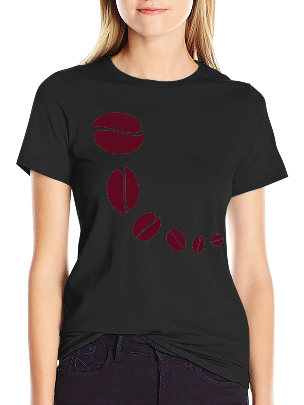 Coffee Bean Cascade Graphic Tee - Stylish Black T-Shirt